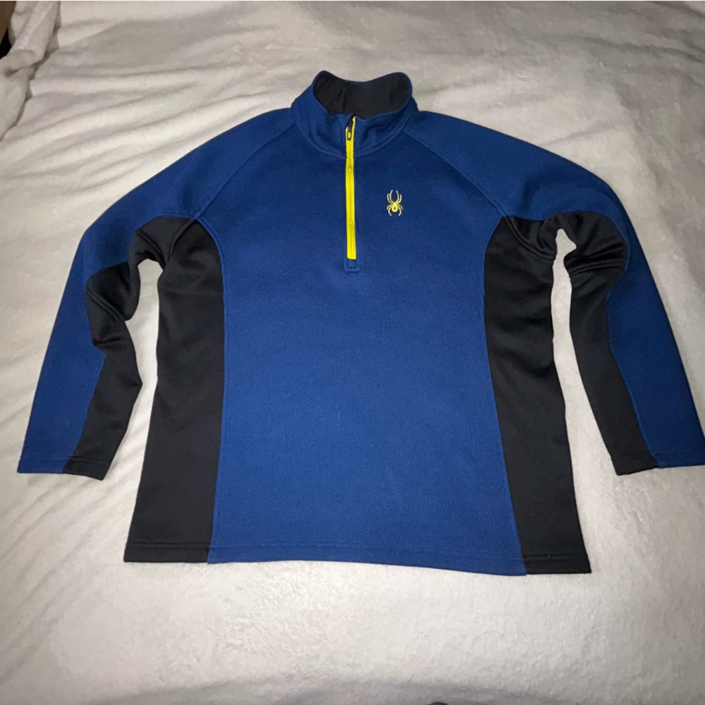 Spyder Royal Blue Fleece with Black Collar and Yellow Logo Accent 1/4 zip/2XL